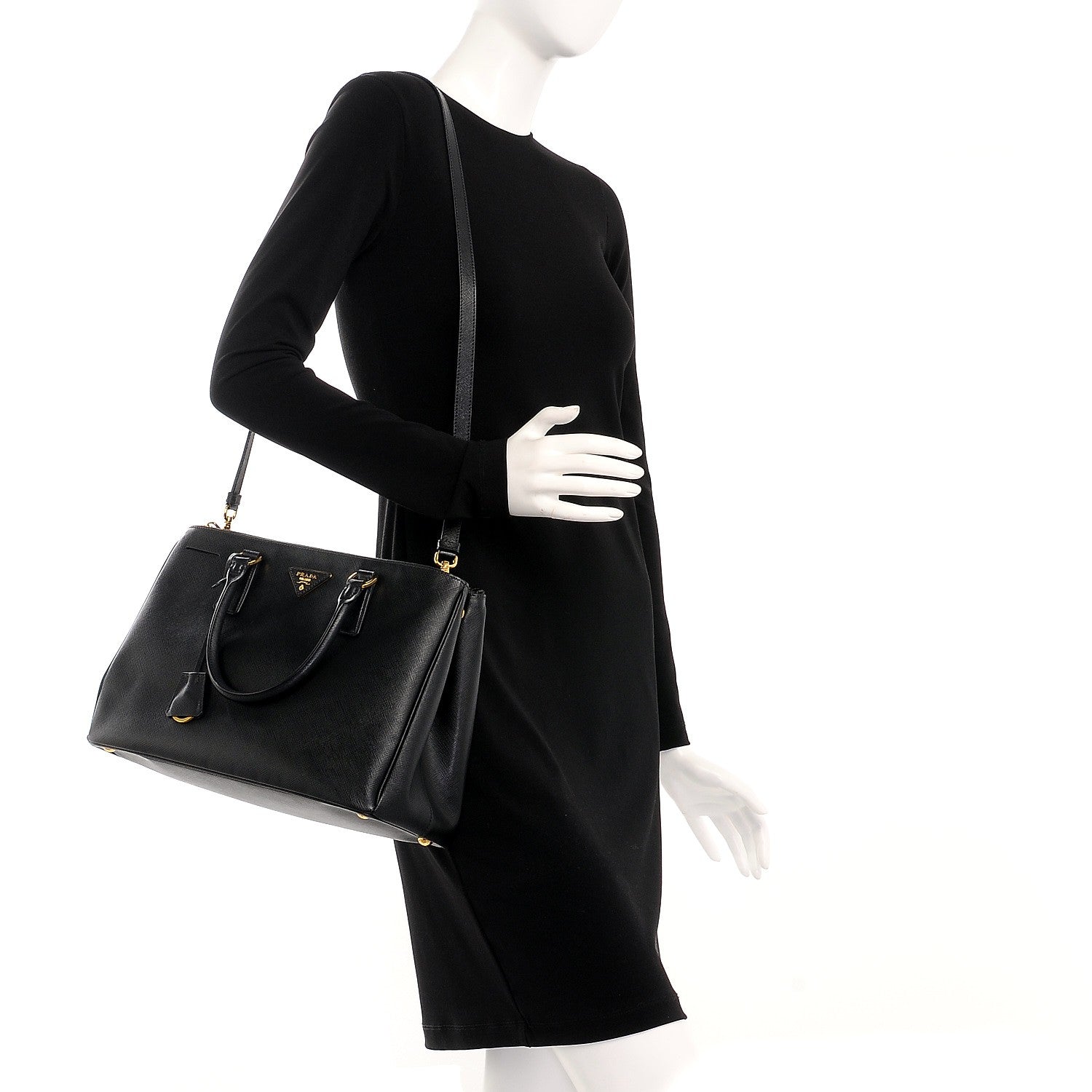 Prada Saffiano Medium Galleria Double Zip Tote Black 2 of 8