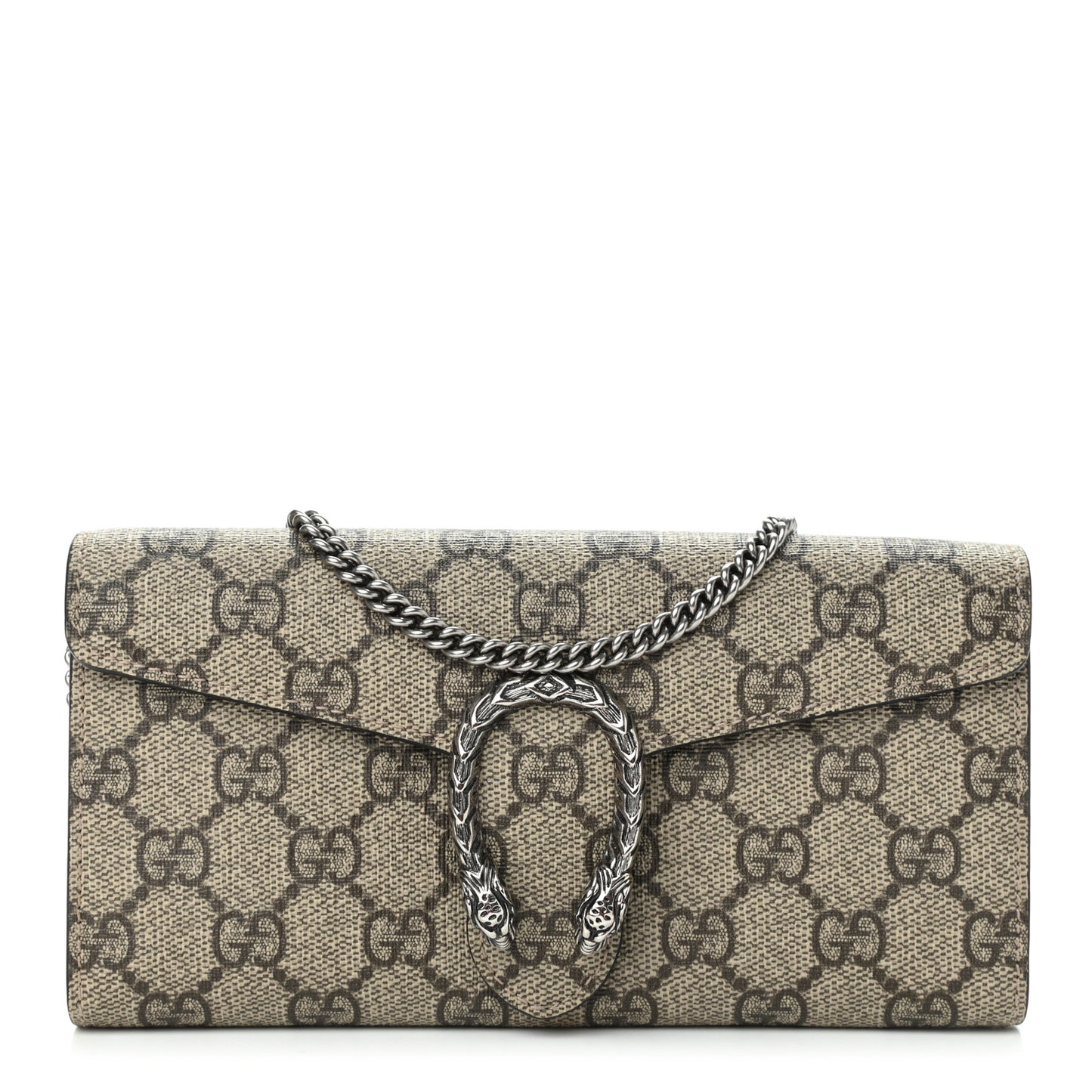 GG Supreme Monogram Dionysus Chain Clutch Wallet Beige Taupe