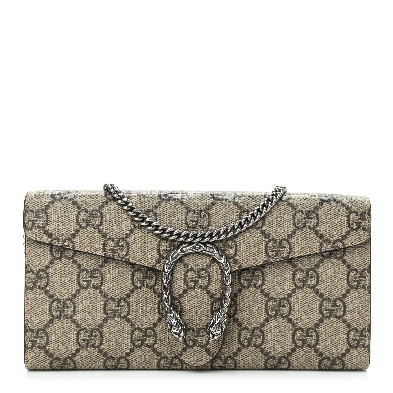 Gucci GG Supreme Monogram Dionysus Chain Clutch Wallet Beige Taupe 1 of 9