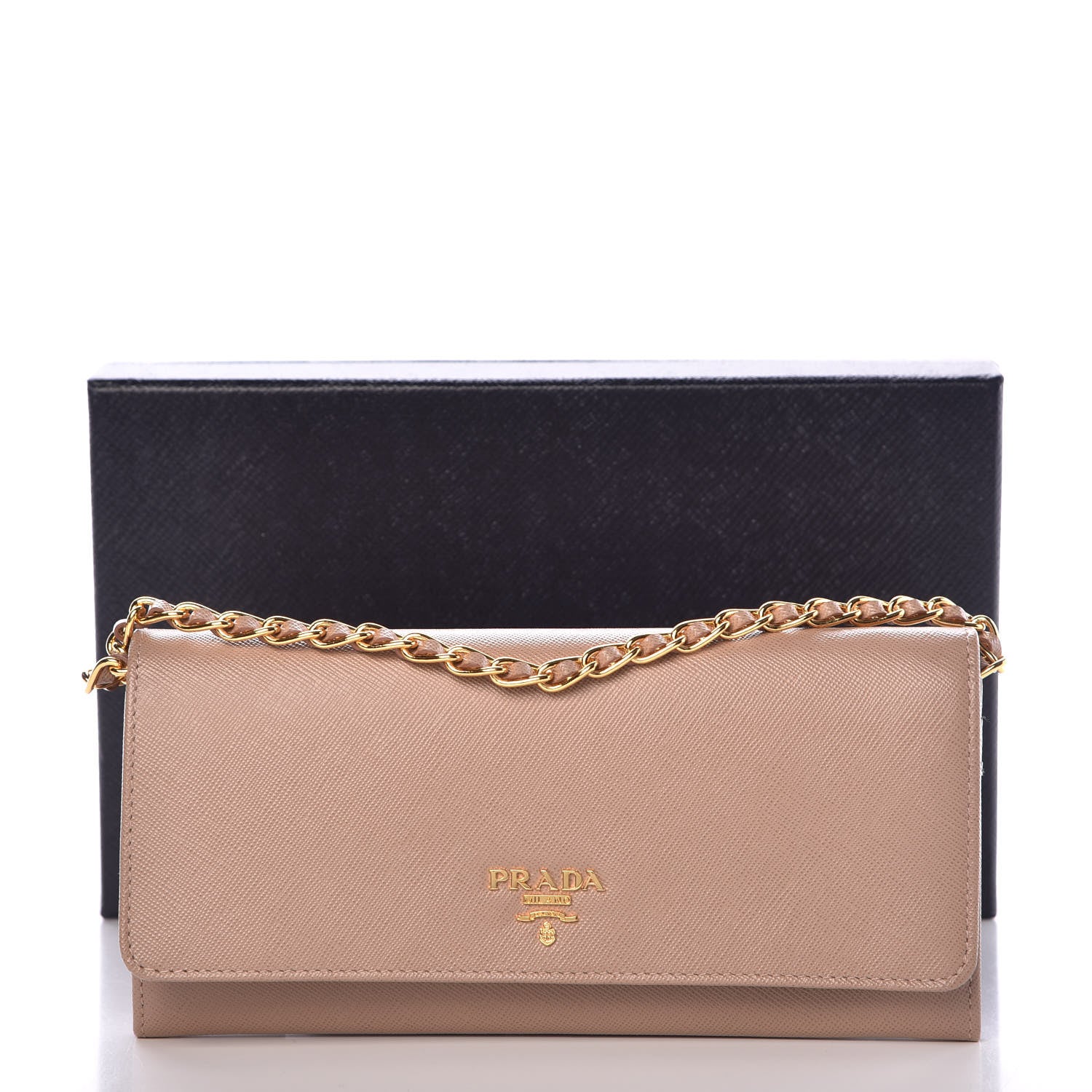 Prada Saffiano Metal Oro Chain Wallet Cammeo 8 of 8