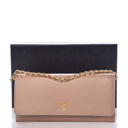 Prada Saffiano Metal Oro Chain Wallet Cammeo 8 of 8
