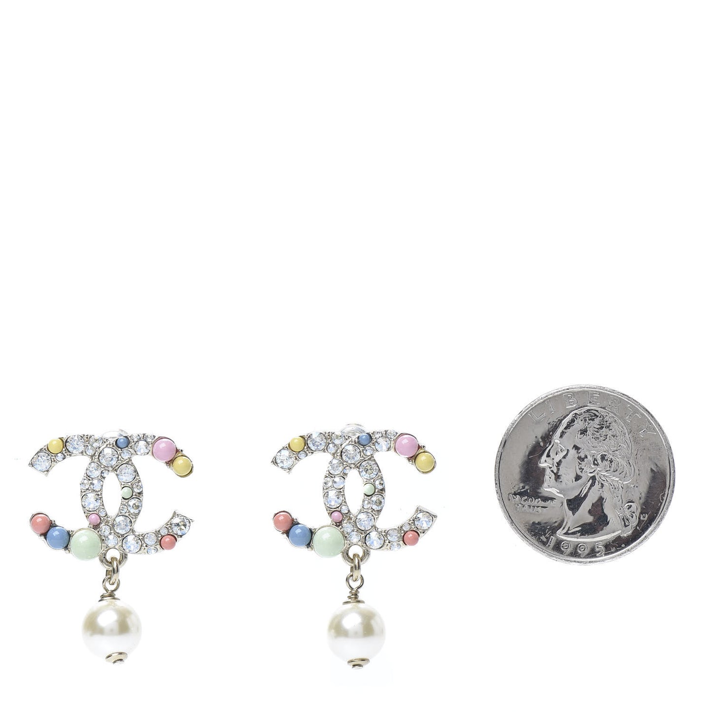 Crystal Resin Pearl CC Drop Earrings Gold Multicolor