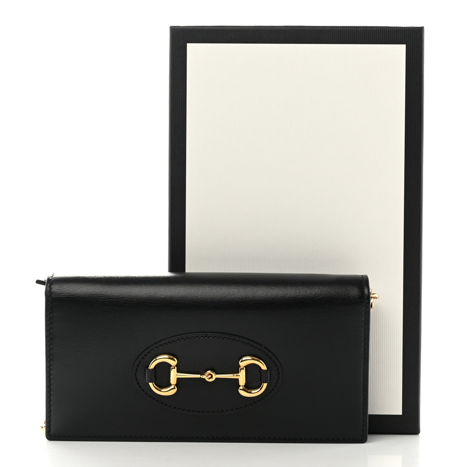 Gucci Boarded Plutone Calfskin Horsebit 1955 Wallet On Chain Black 11 of 11
