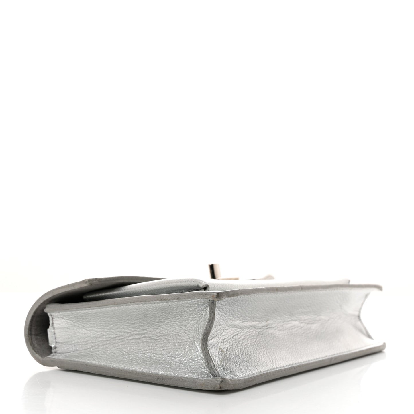 Metallic Soft Calfskin Mylockme Chain Pochette Silver
