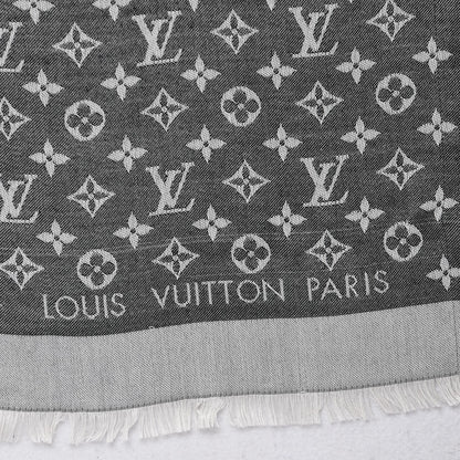 Louis Vuitton Silk Wool Monogram Denim Shawl Black 4 of 6