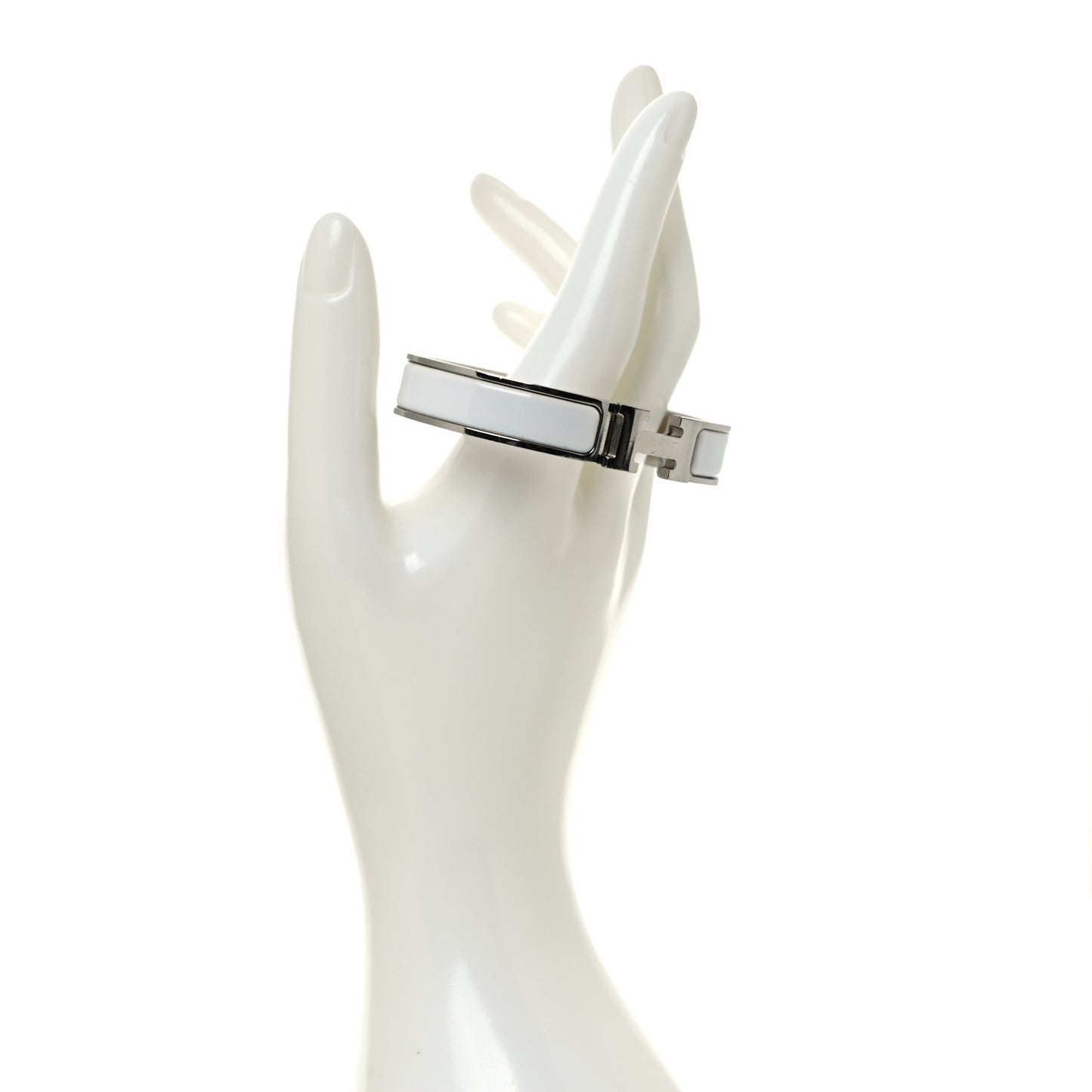 Enamel Narrow Clic Clac H Bracelet GM White