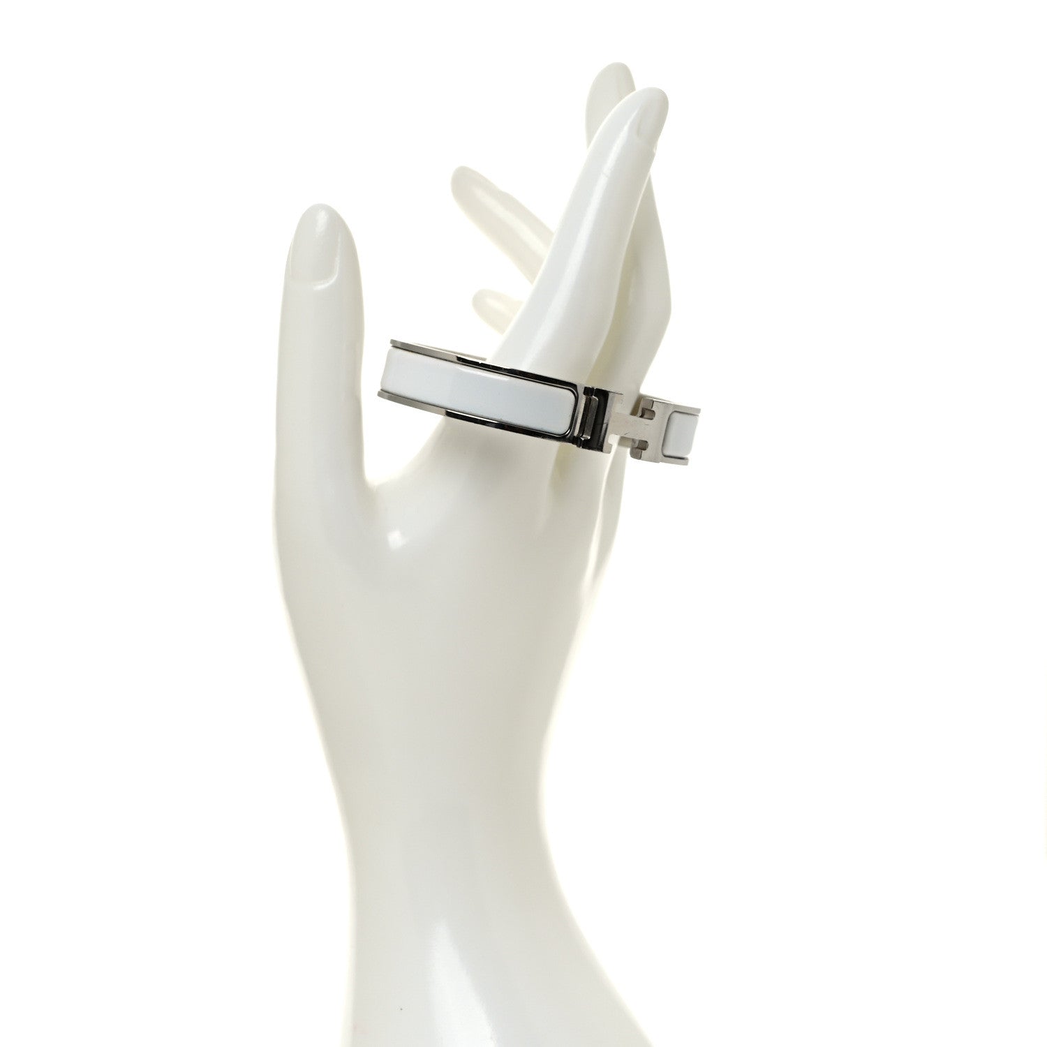 Hermes Enamel Narrow Clic Clac H Bracelet GM White 2 of 5