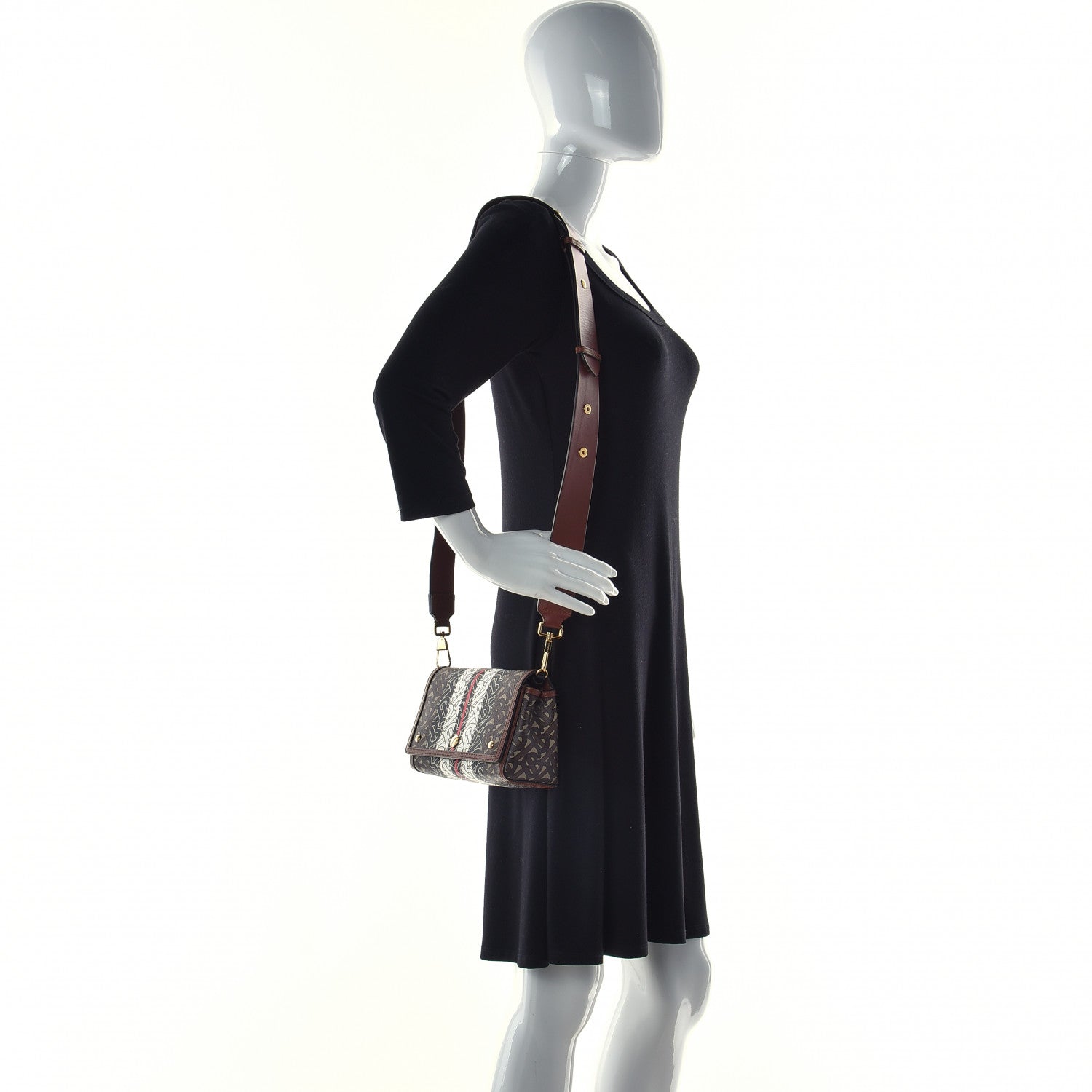 Burberry E-Canvas Monogram Stripe Hackberry Crossbody Bag Bridle Brown 2 of 6