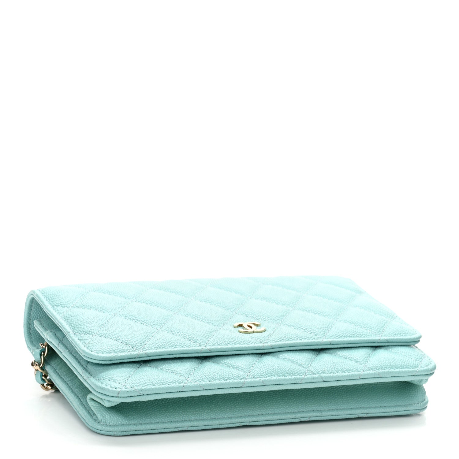 Chanel Caviar Quilted Wallet On Chain WOC Light Blue 3 of 11