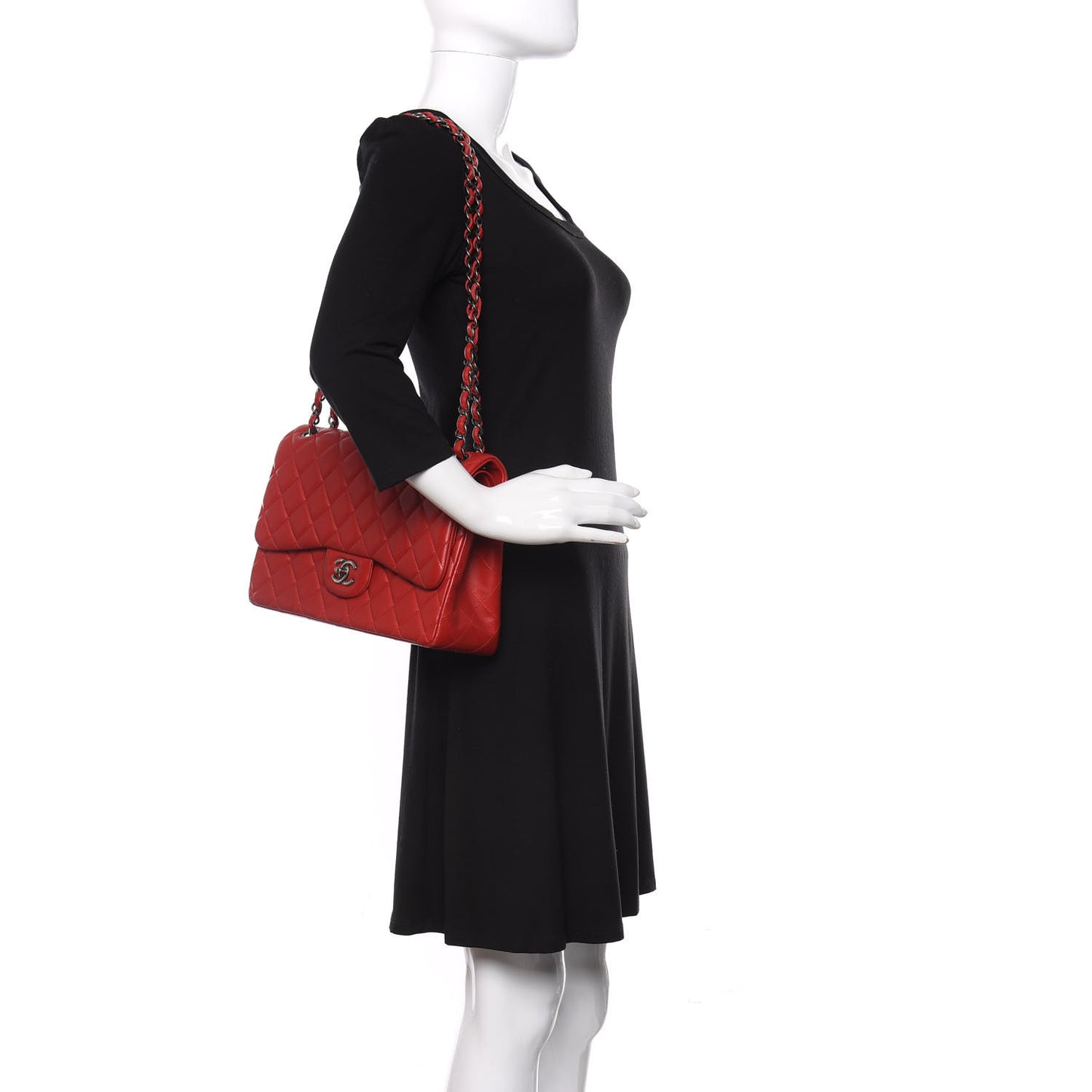 Lambskin Quilted Jumbo Double Flap Red