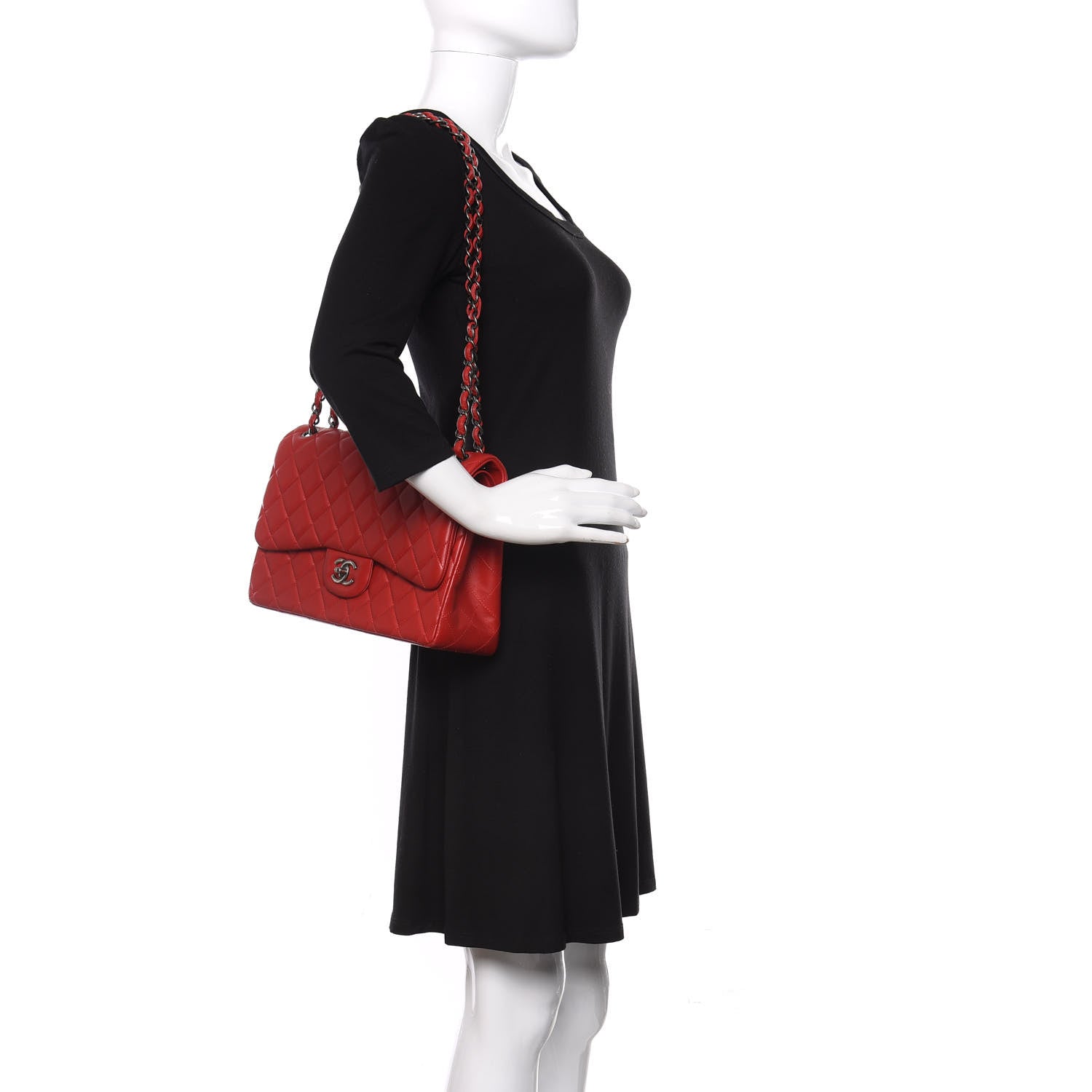 Chanel Lambskin Quilted Jumbo Double Flap Red 2 of 13