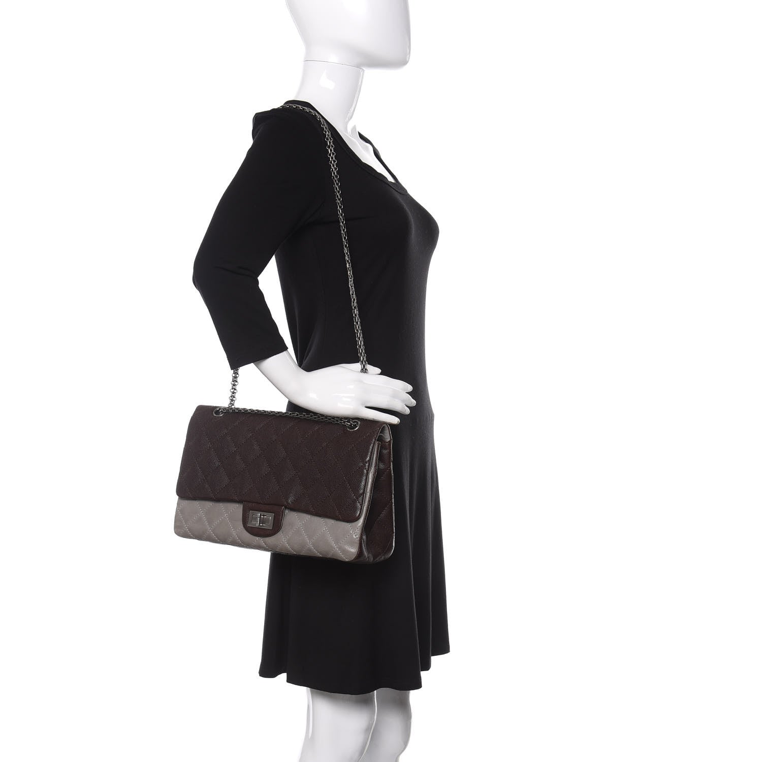 Chanel Caviar Iridescent Calfskin 2.55 Reissue 226 Flap Brown Grey 2 of 19