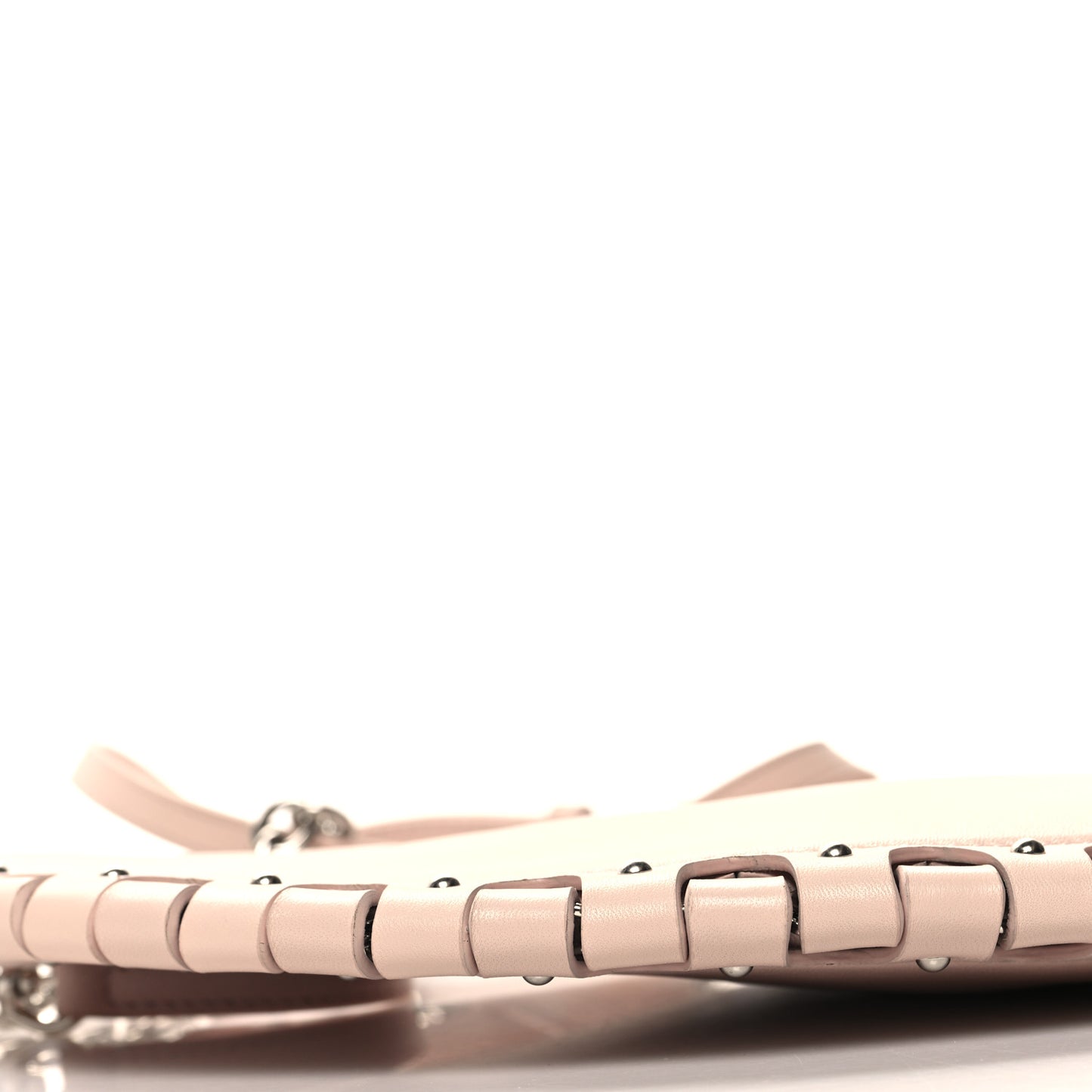 Lambskin Studded Chain Demi Lune Bag Galet