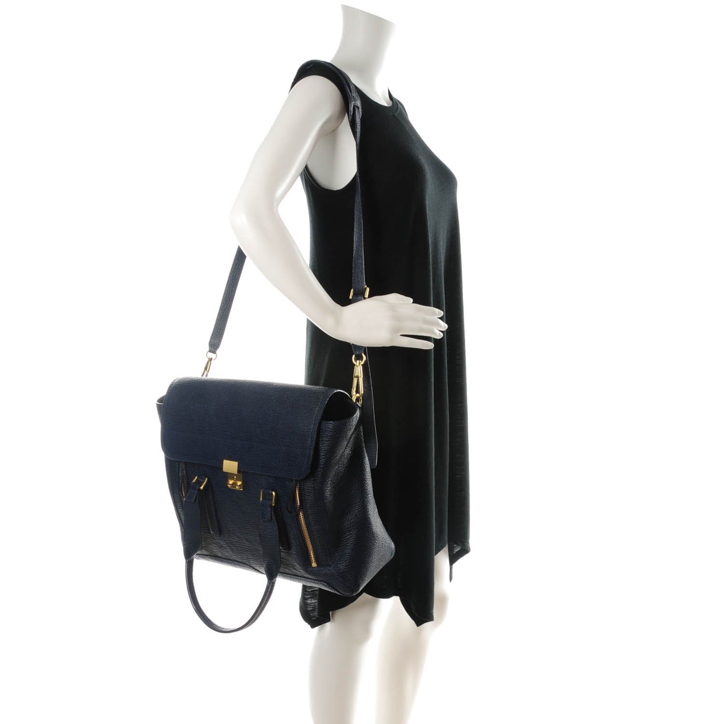3.1 Textured Calfskin Large Pashli Satchel Ink