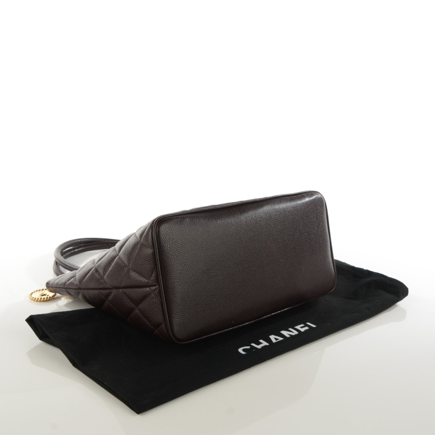 Caviar Quilted Medallion CC Tote Dark Brown