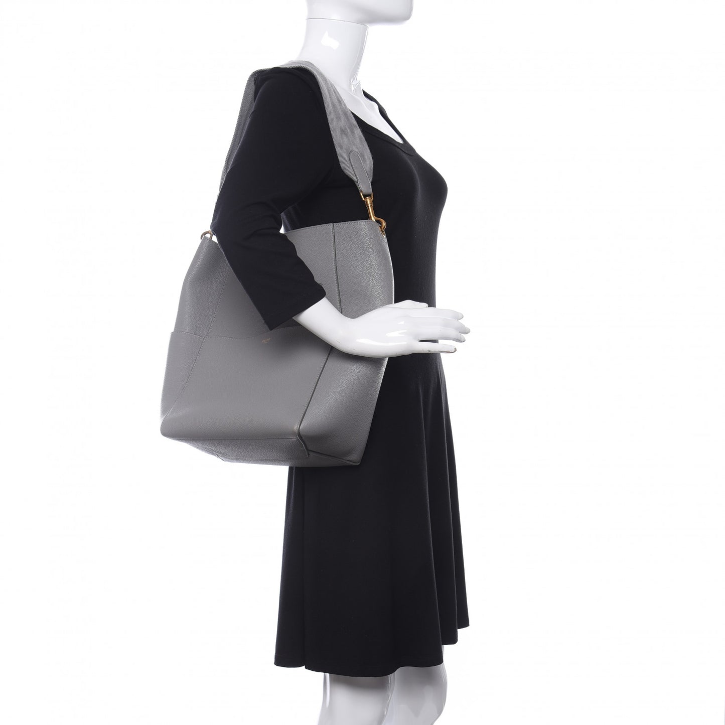 Soft Grained Calfskin Sangle Bucket Bag Cloud