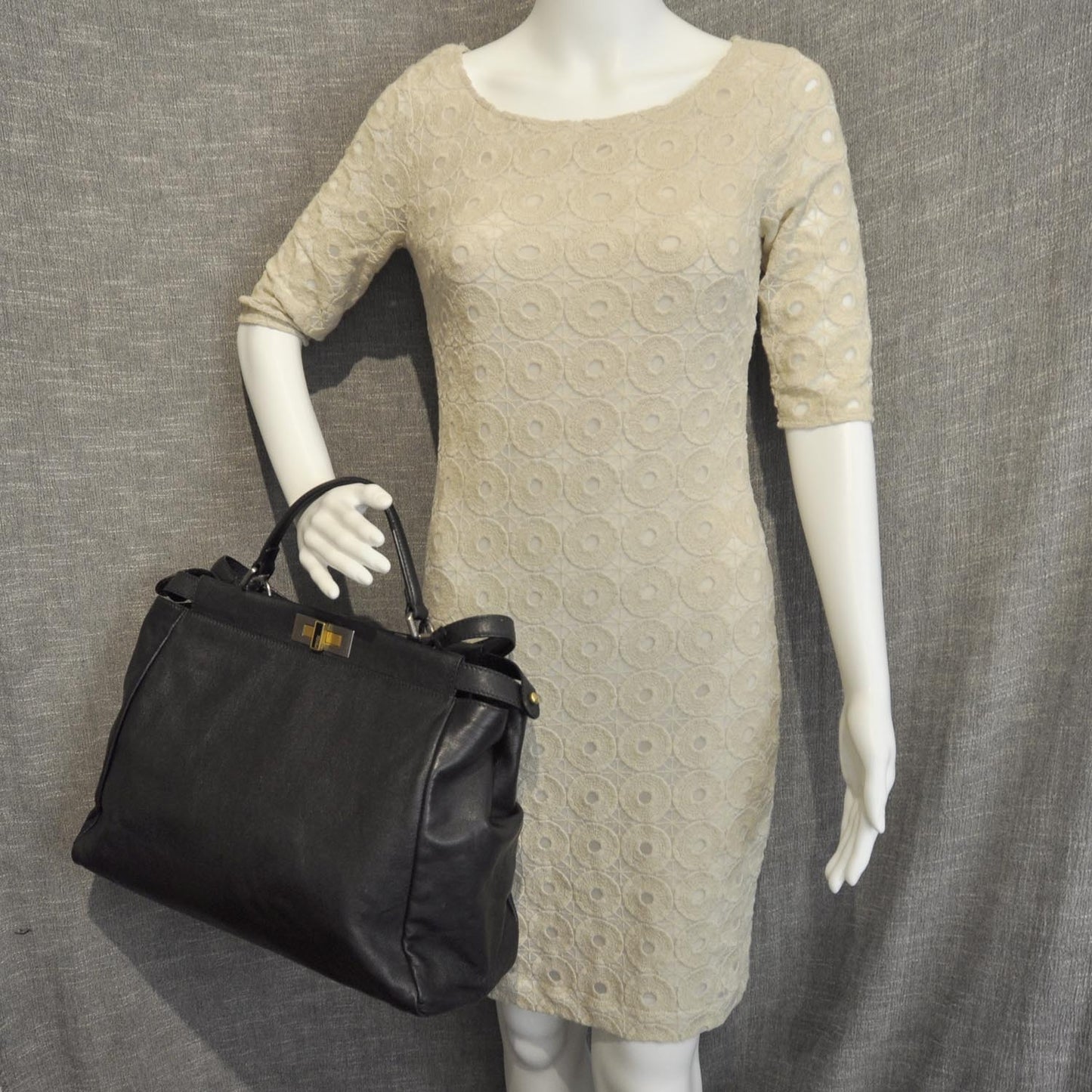 Goatskin Large Peekaboo Iconic Satchel Black