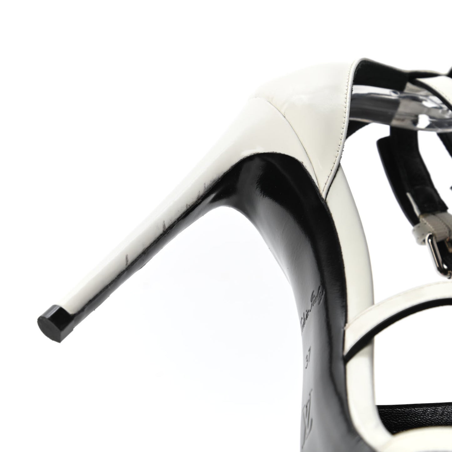 Patent Call Back Sandals 37 White