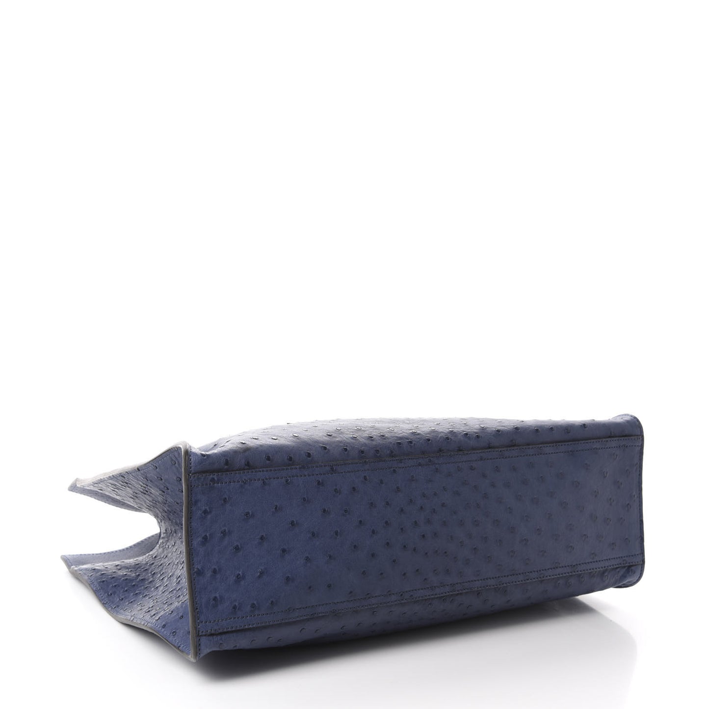 Ostrich Medium Jackie Top Handle Bag Blue