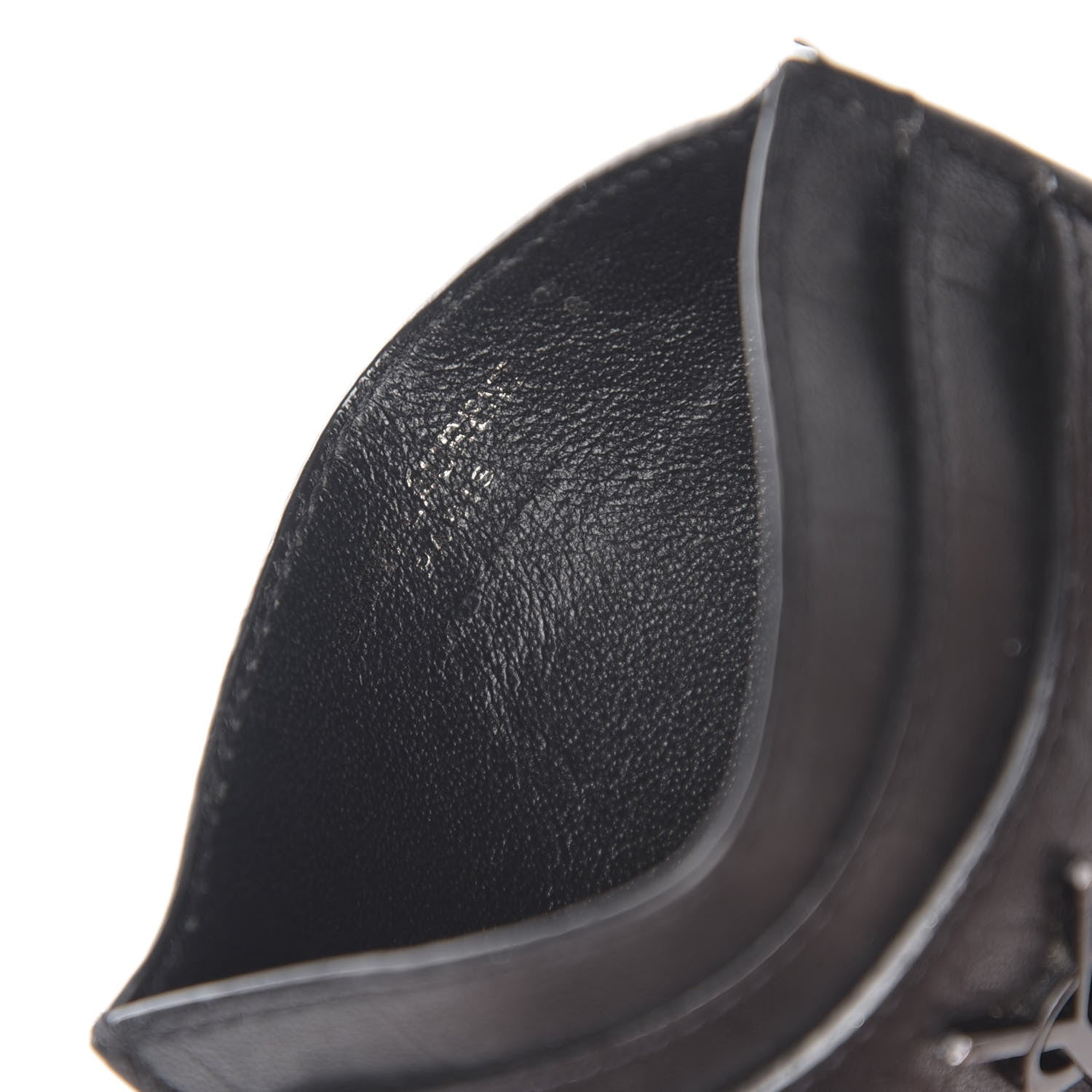 Saint Laurent Calfskin Crocodile Embossed Monogram Credit Card Case Black 5 of 9
