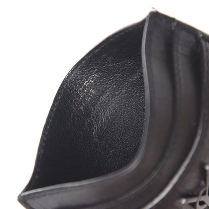 Saint Laurent Calfskin Crocodile Embossed Monogram Credit Card Case Black 5 of 9