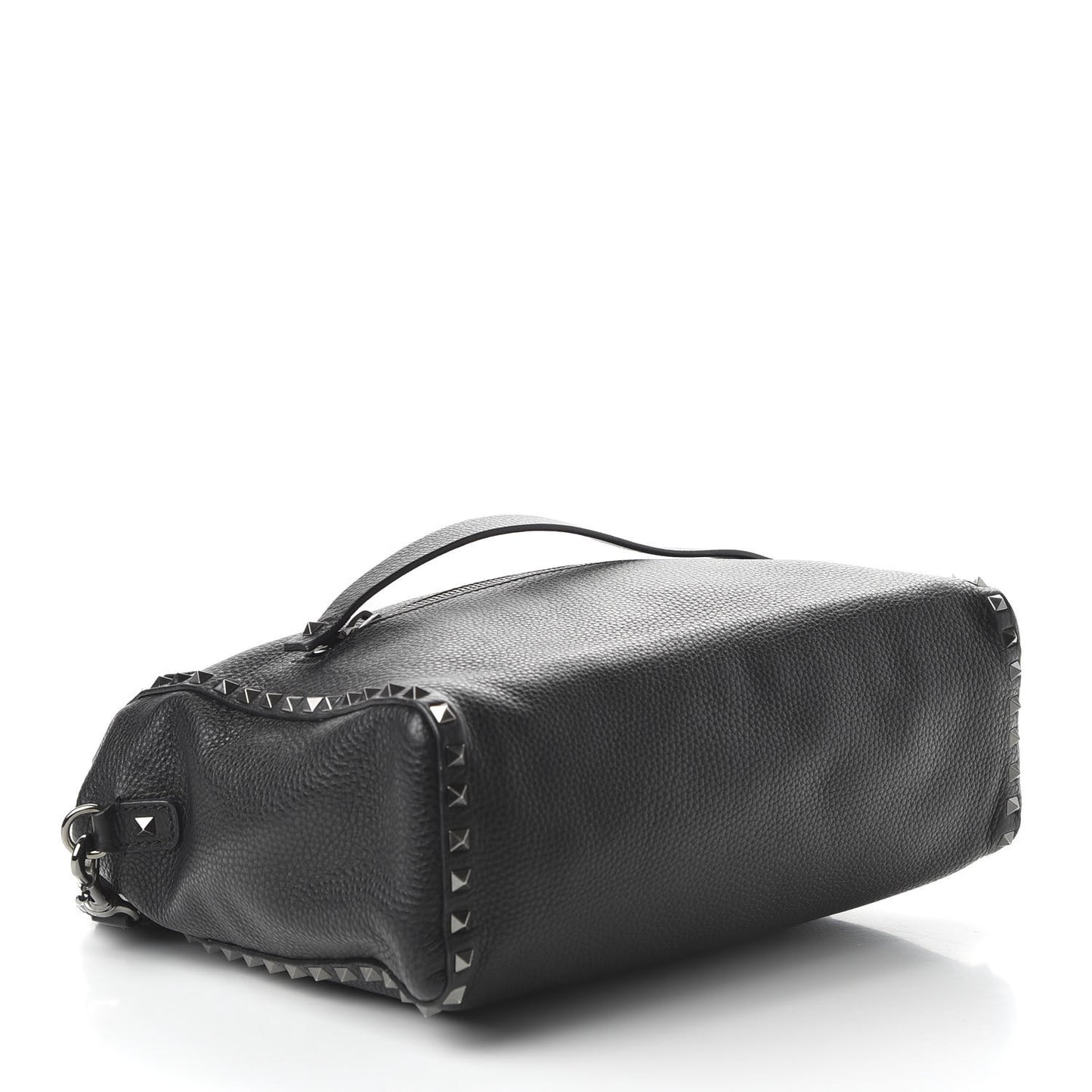 Pebbled Calfskin Rockstud Messenger Black