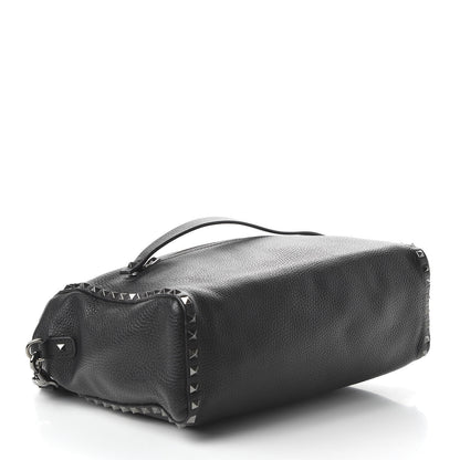 Valentino Garavani Pebbled Calfskin Rockstud Messenger Black 4 of 9