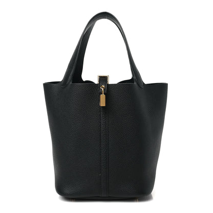 Hermes Taurillon Clemence Picotin Lock 22 MM Black 1 of 11