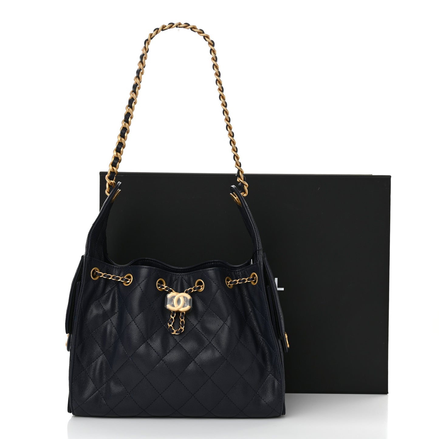 Caviar Quilted Small Chanel 25 Handbag Dark Navy
