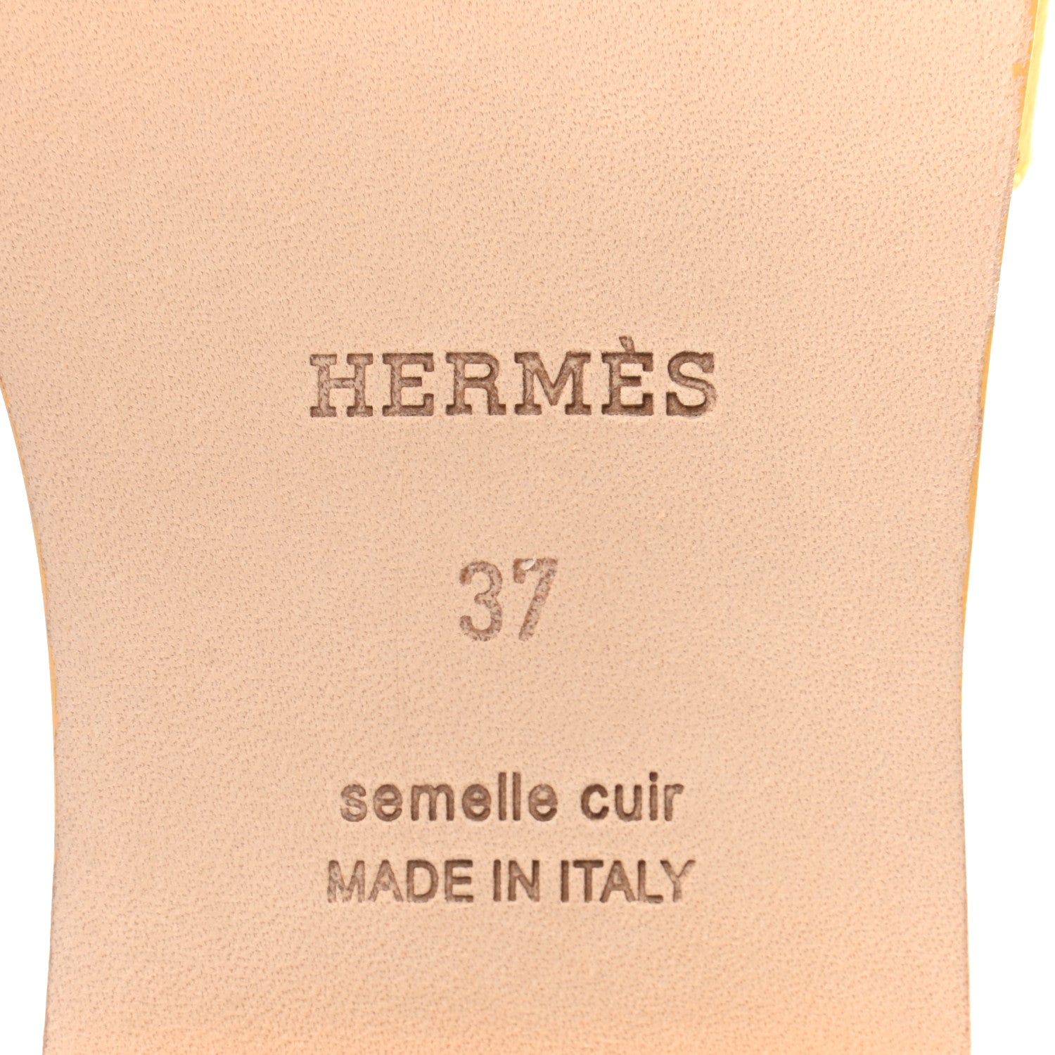 Hermes Epsom Oran Sandals 37 Jaune Sable 6 of 8