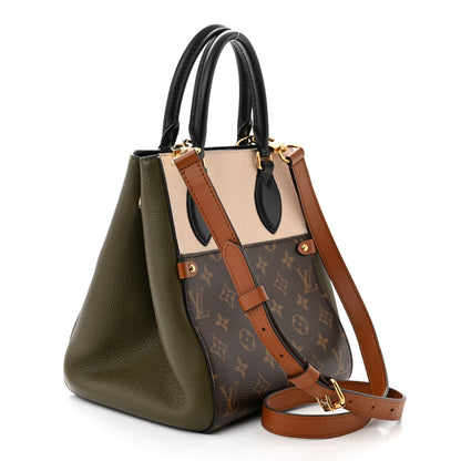 Louis Vuitton Calfskin Monogram Fold Tote PM Cream Khaki Black 3 of 9
