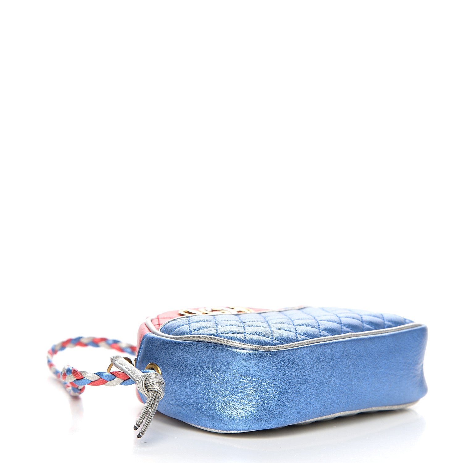 Gucci Laminated Nappa Trapuntata Mini Zumi Dome Shoulder Bag Rosso Marine Argento 3 of 8