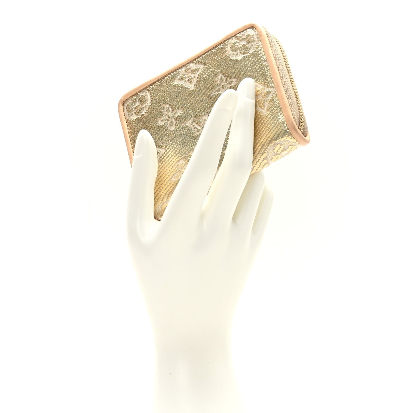 Hollographic Monoglam Zippy Coin Purse Wallet Beige