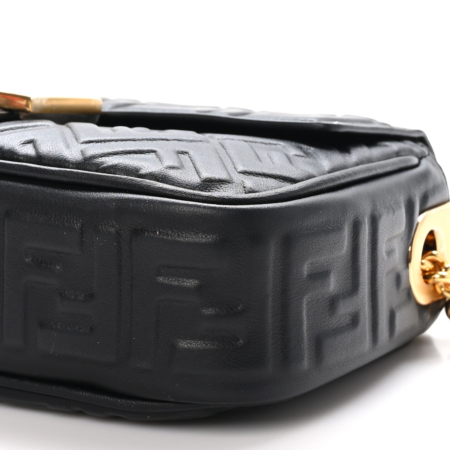 Fendi Nappa Small FF Embossed Midi Chain Baguette Black 10 of 10