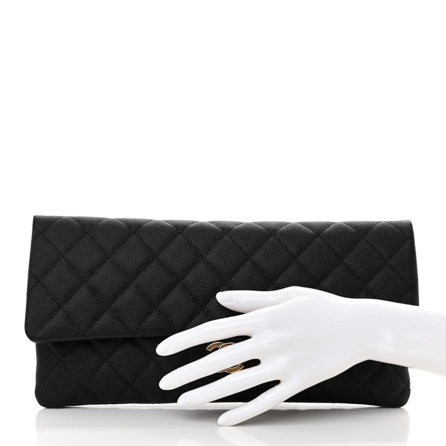 Caviar Quilted Flap Clutch Black