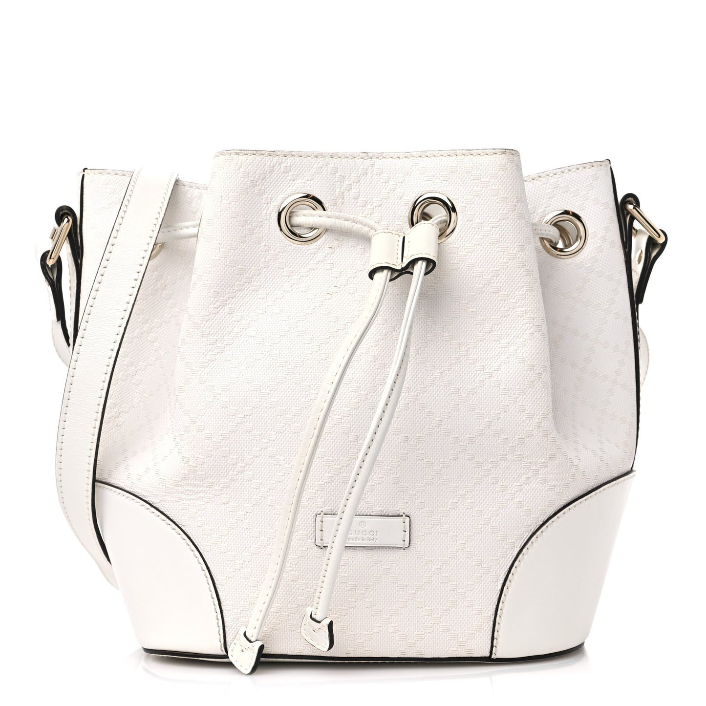 Hilary Lux Bright Diamante Small Bucket Bag Great White