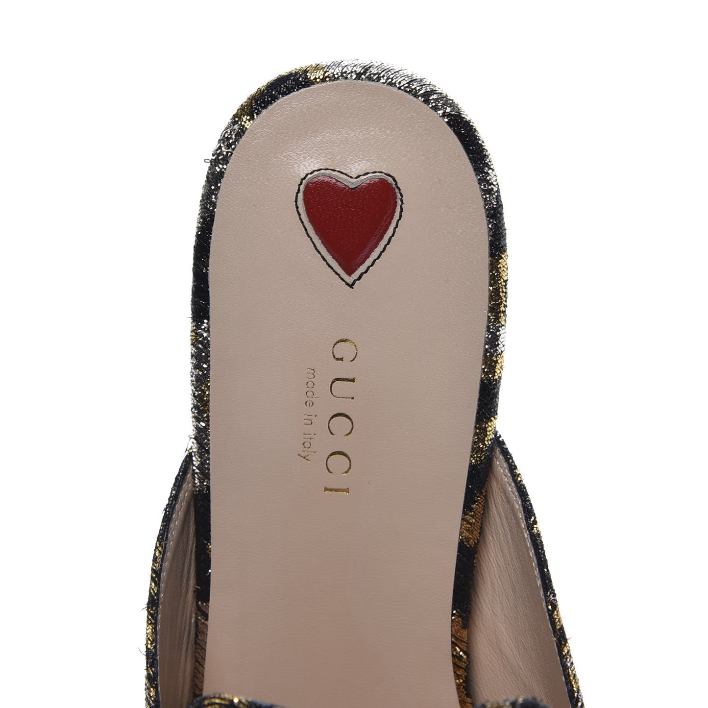 Lurex Jacquard Leopard Embroidered Womens Princetown Slippers 39.5 Black Gold