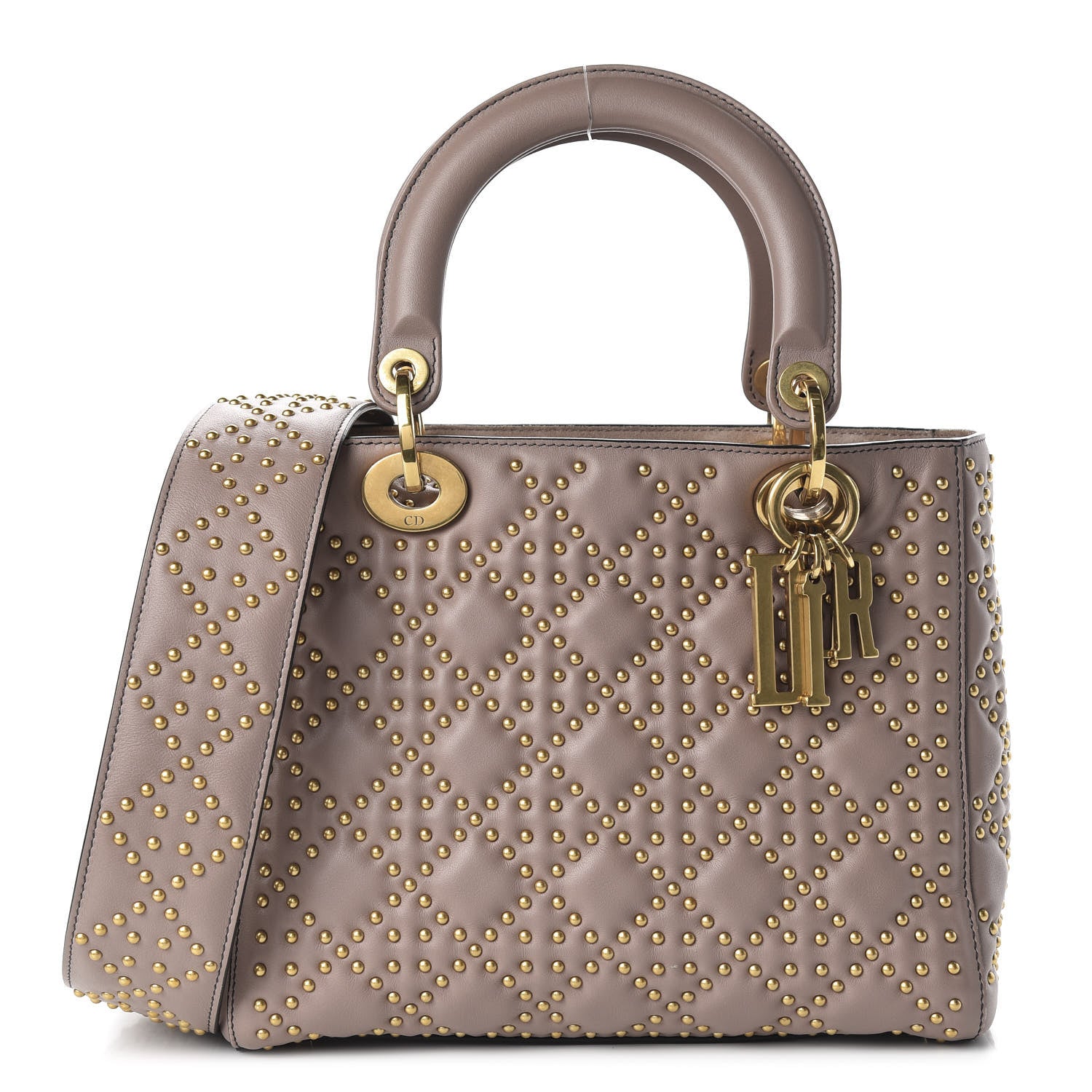 Christian Dior Calfskin Cannage Studded Medium Supple Lady Dior Nude 1 of 10