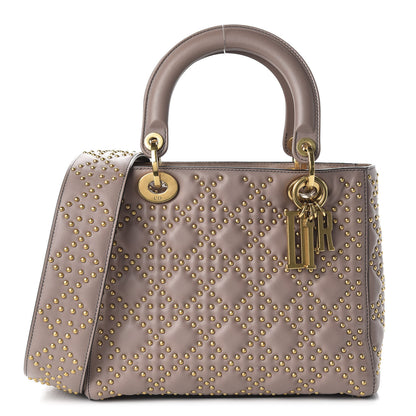 Christian Dior Calfskin Cannage Studded Medium Supple Lady Dior Nude 1 of 10