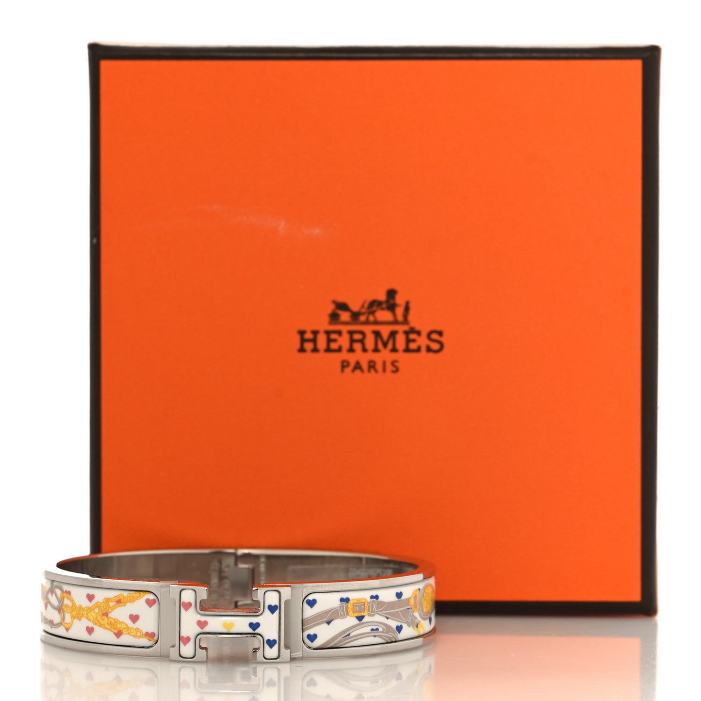 Enamel Narrow Print Brides de Gala Love Clic Clac H Bracelet GM Confettis