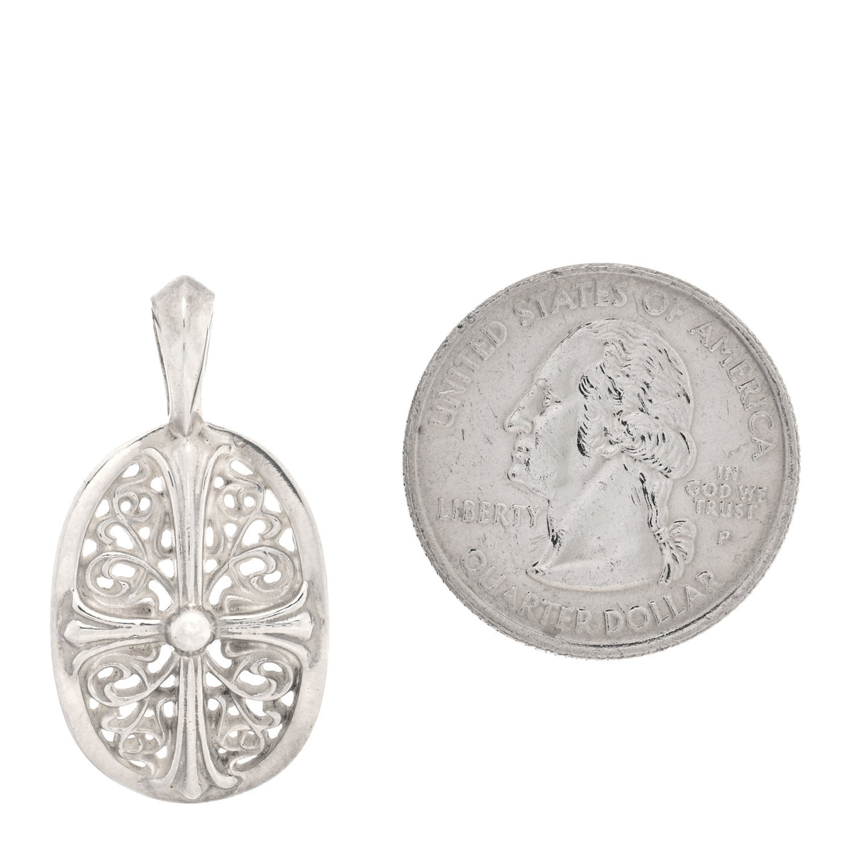 Chrome Hearts Sterling Silver Oval Cross Pendant 2 of 3