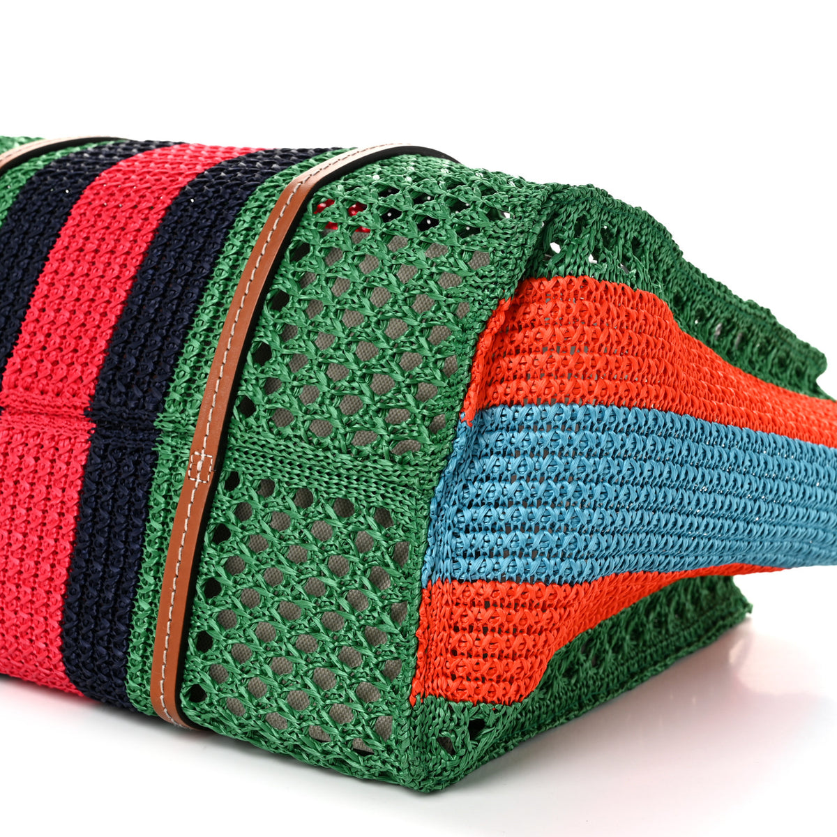 Gucci Raffia Web Woven Medium Interlocking G Tote Green 10 of 10