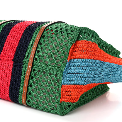 Gucci Raffia Web Woven Medium Interlocking G Tote Green 10 of 10