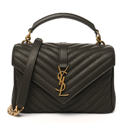 Saint Laurent Sheepskin Matelasse Chevron Monogram Medium College Bag Light Musk 1 of 10