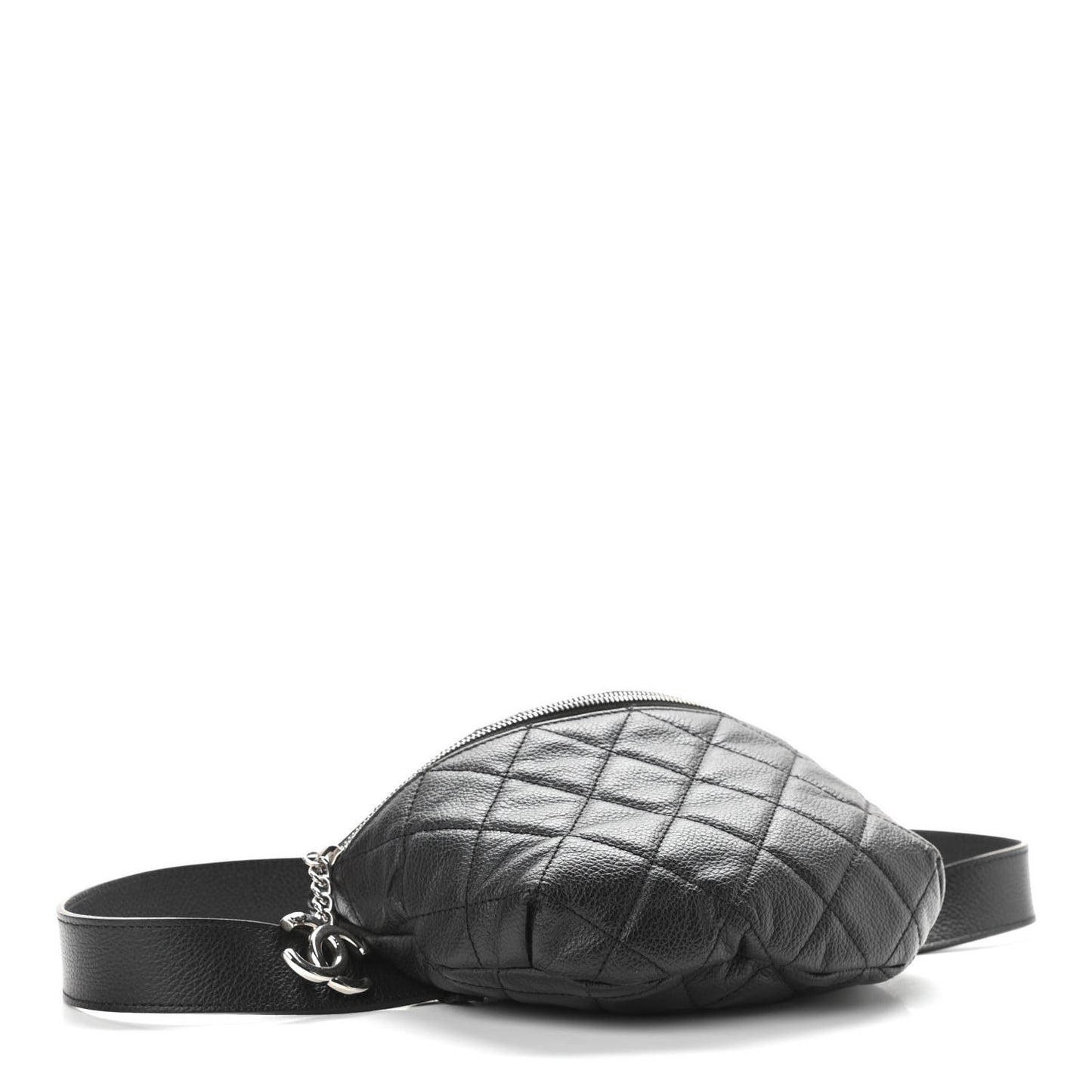 Grained Calfskin Quilted Waist Belt Bag Black
