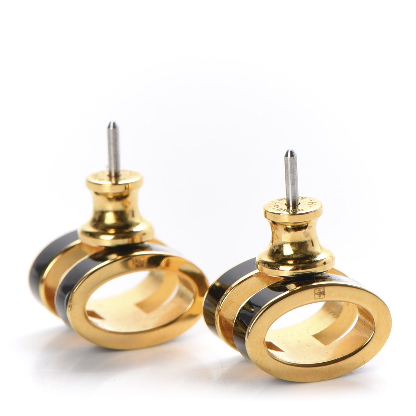 Gold Lacquered Pop H Earrings Black