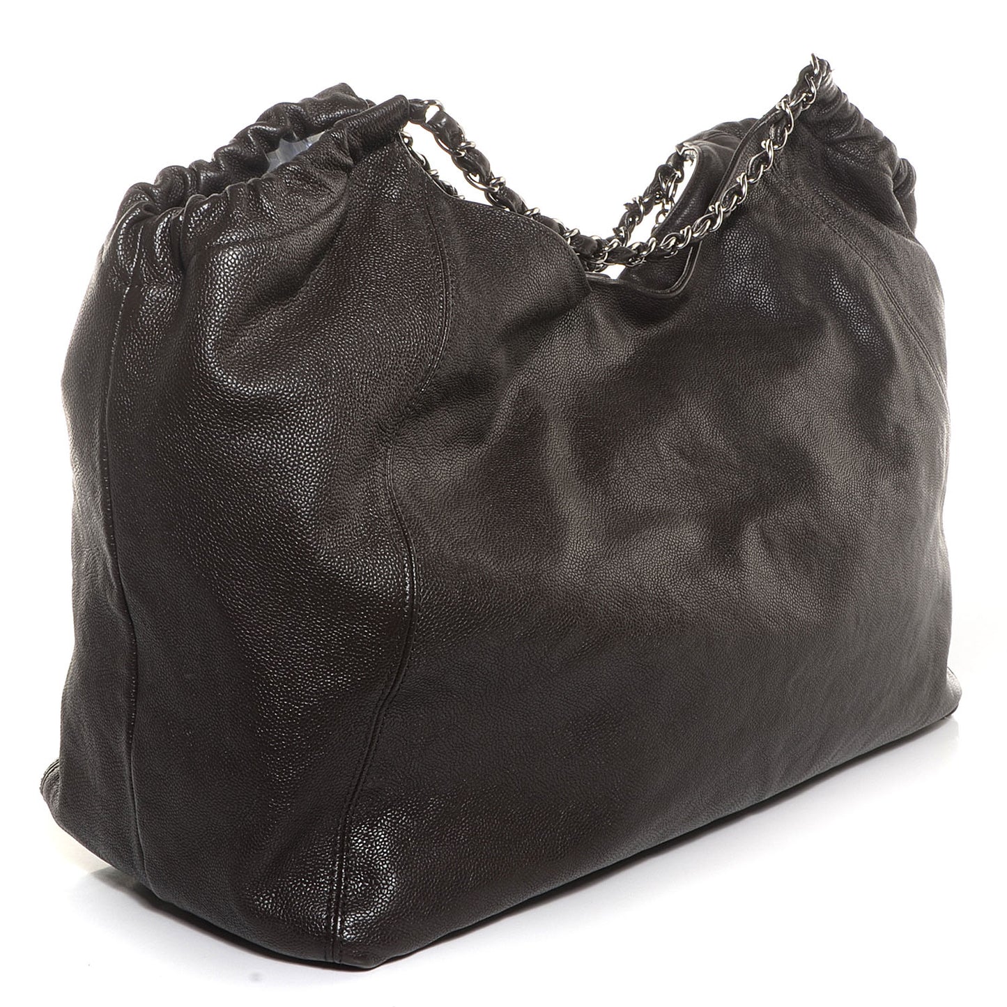 Distressed Caviar Large Coco Cabas Dark Grey