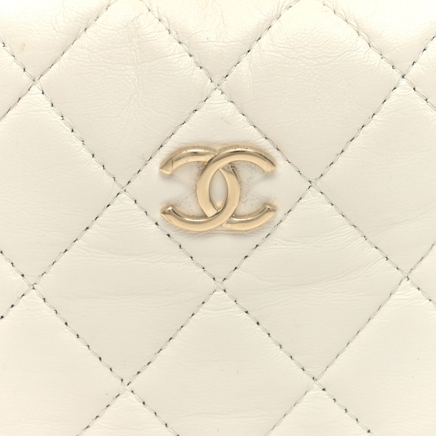 Chanel Lambskin Quilted Chain Around Pouch White 9 of 13