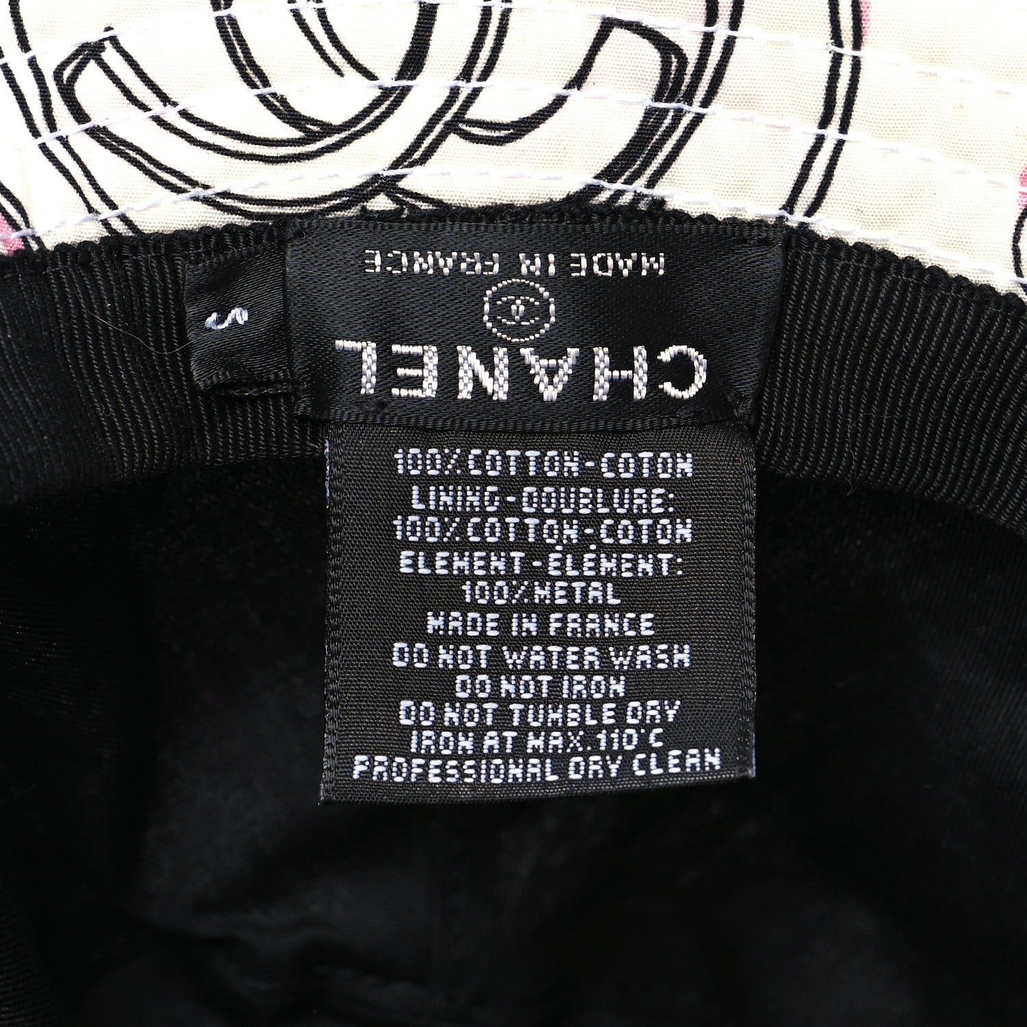 Chanel Cotton CC Dog Print Bucket Hat S White Pink 7 of 9