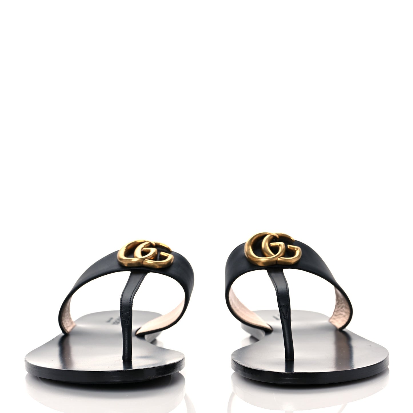 Calfskin GG Marmont Thong Sandals 39.5 Black